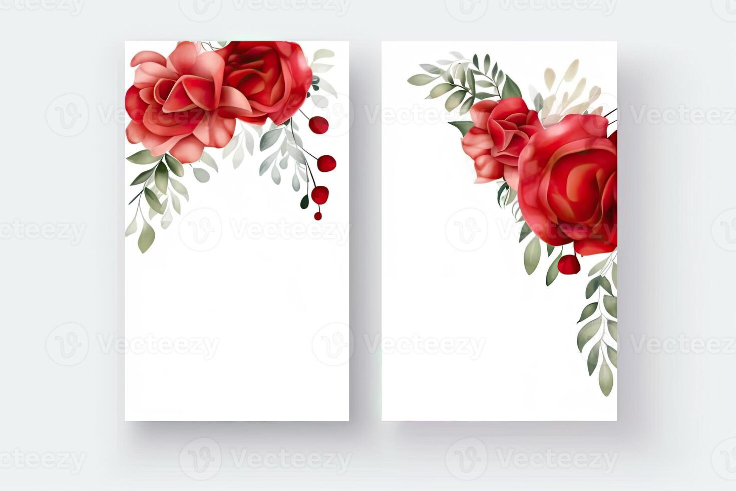 Flowers roses drawing, decorated paper background, vertical banners collection for invitation, spring and wedding card, copy space at center. photo