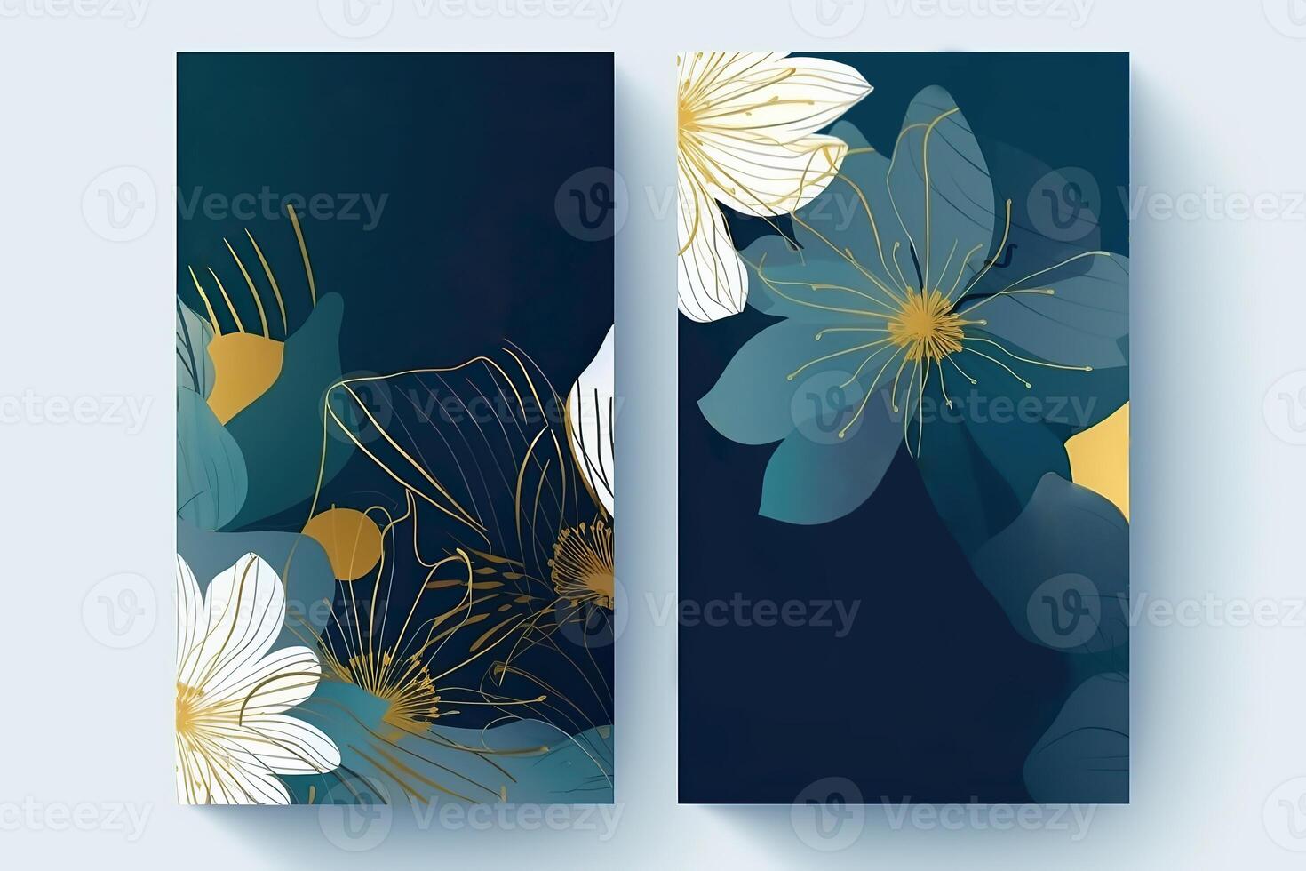 Set of vertical banners with tropical leaves on them. . photo