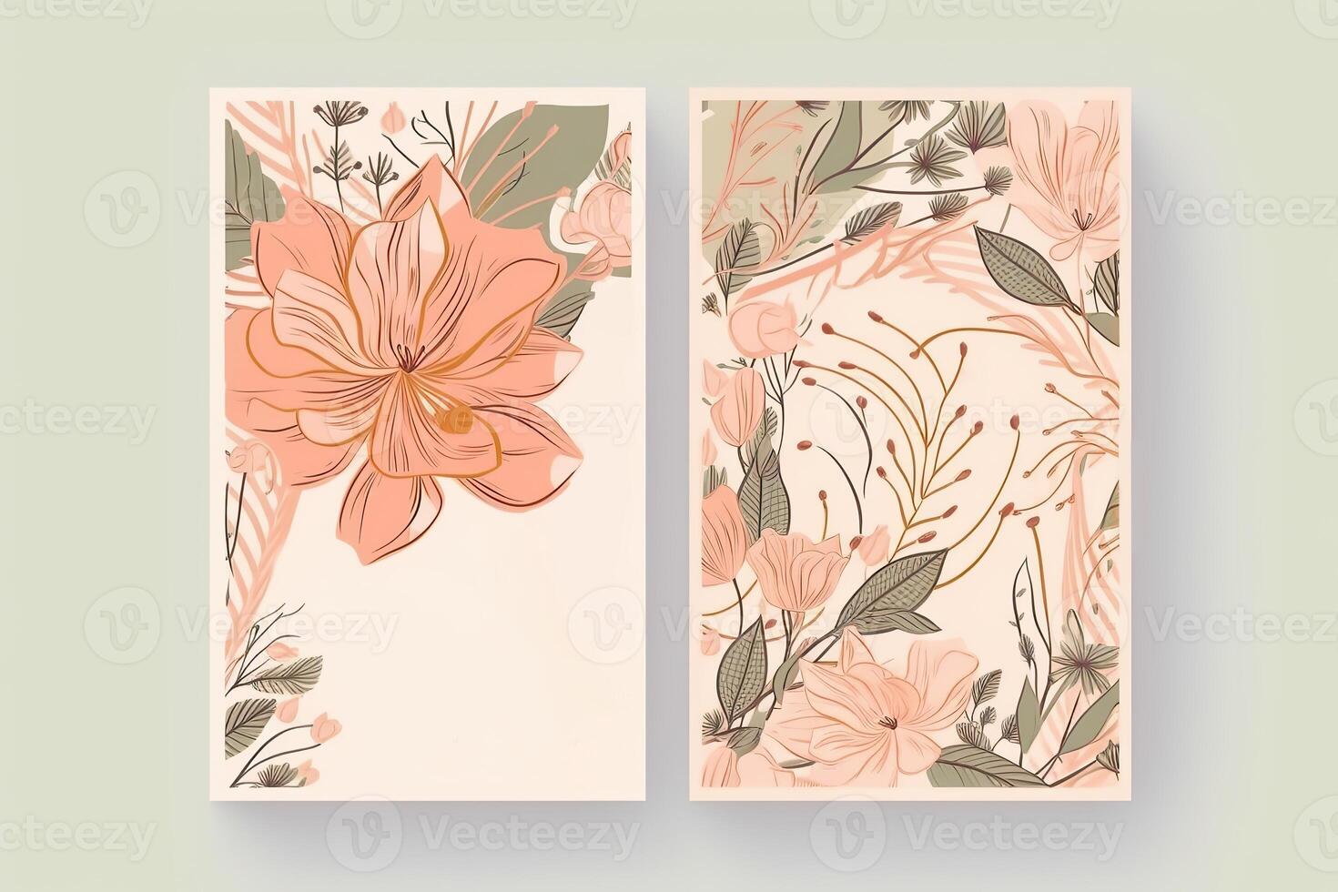 acuarela flores dibujo, decorado papel fondo, vertical pancartas colección para invitación, primavera y Boda tarjeta, Copiar espacio a centro. generativo ai foto