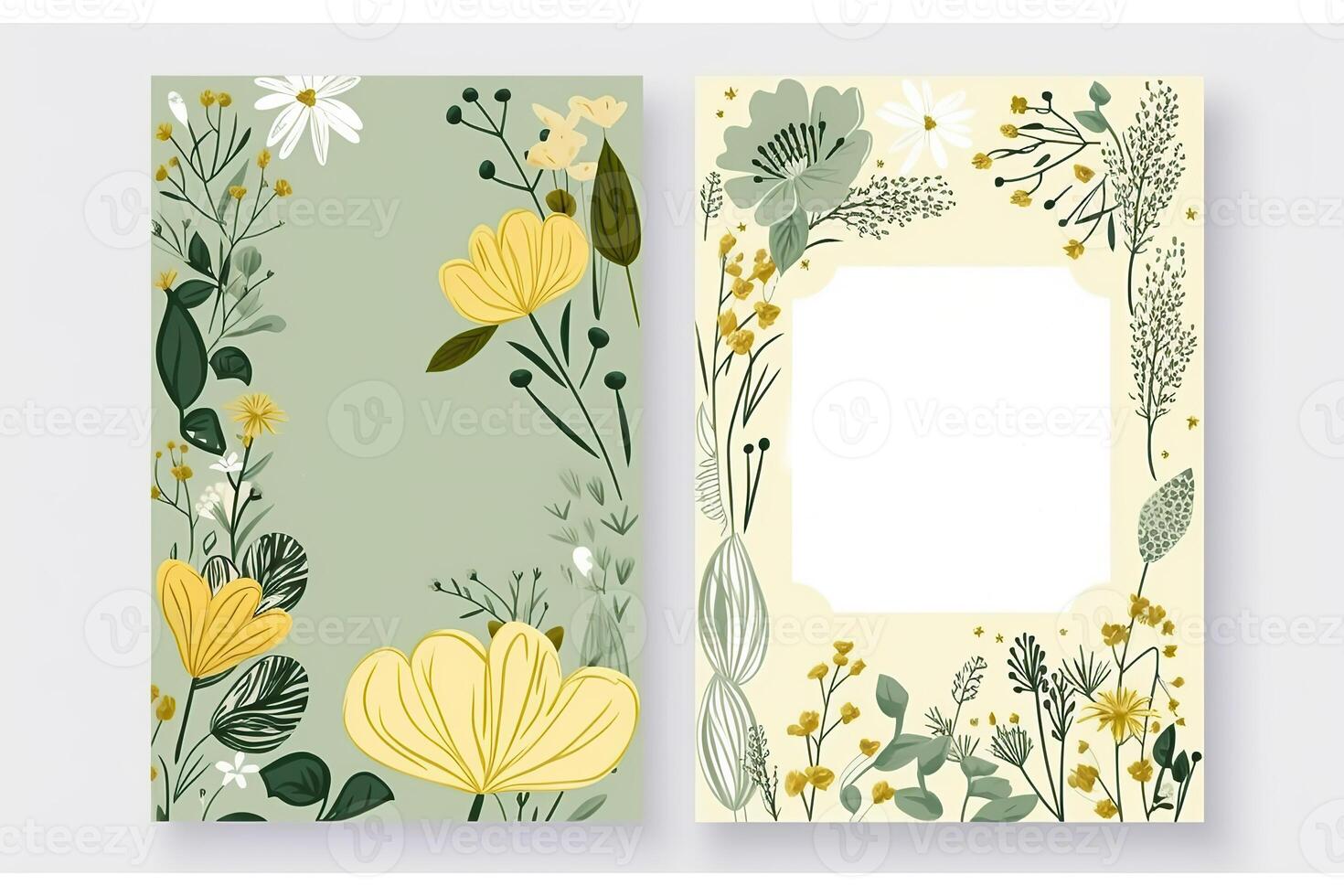 acuarela flores dibujo, decorado papel fondo, vertical pancartas colección para invitación, primavera y Boda tarjeta, Copiar espacio a centro. generativo ai foto