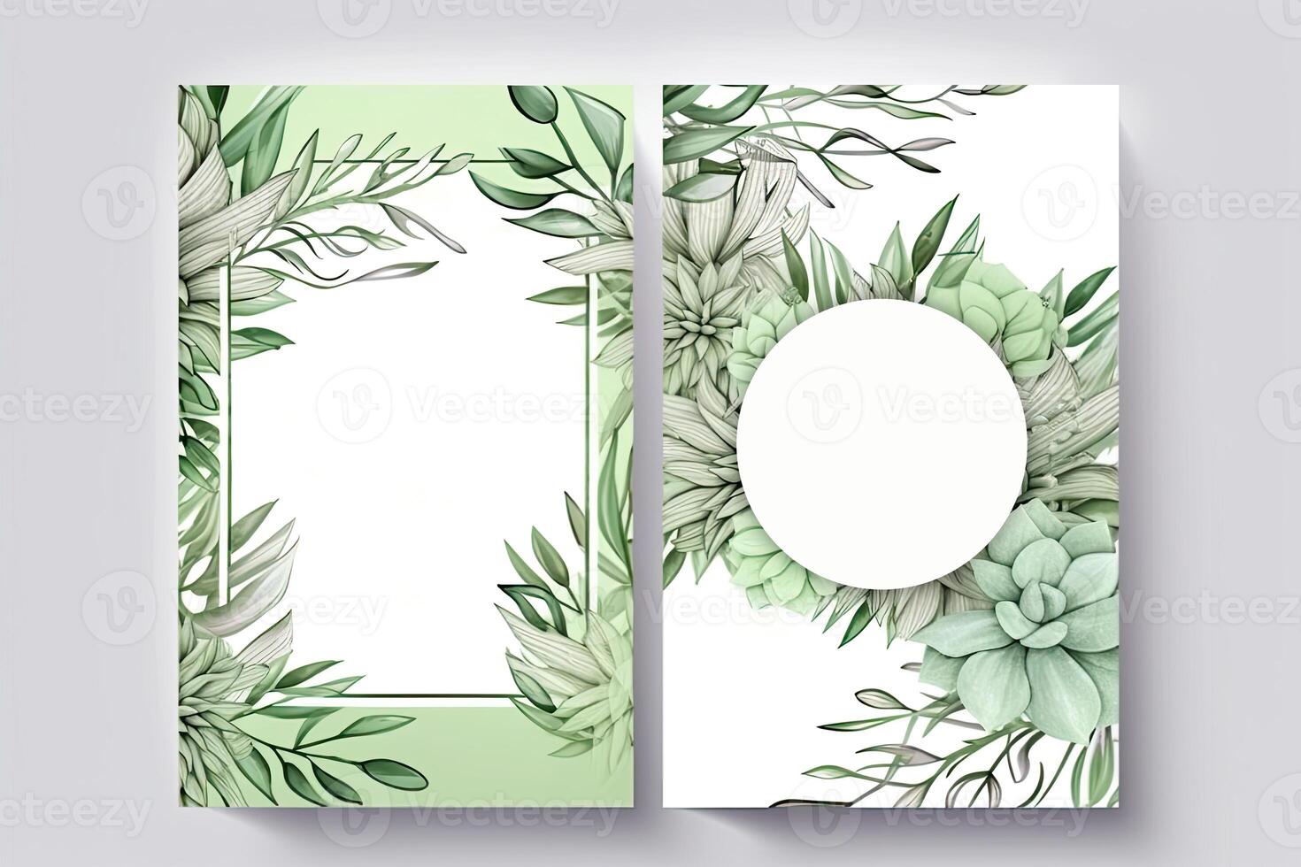 Watercolour flowers drawing, decorated paper background, vertical banners collection for invitation, spring and wedding card, copy space at center. photo