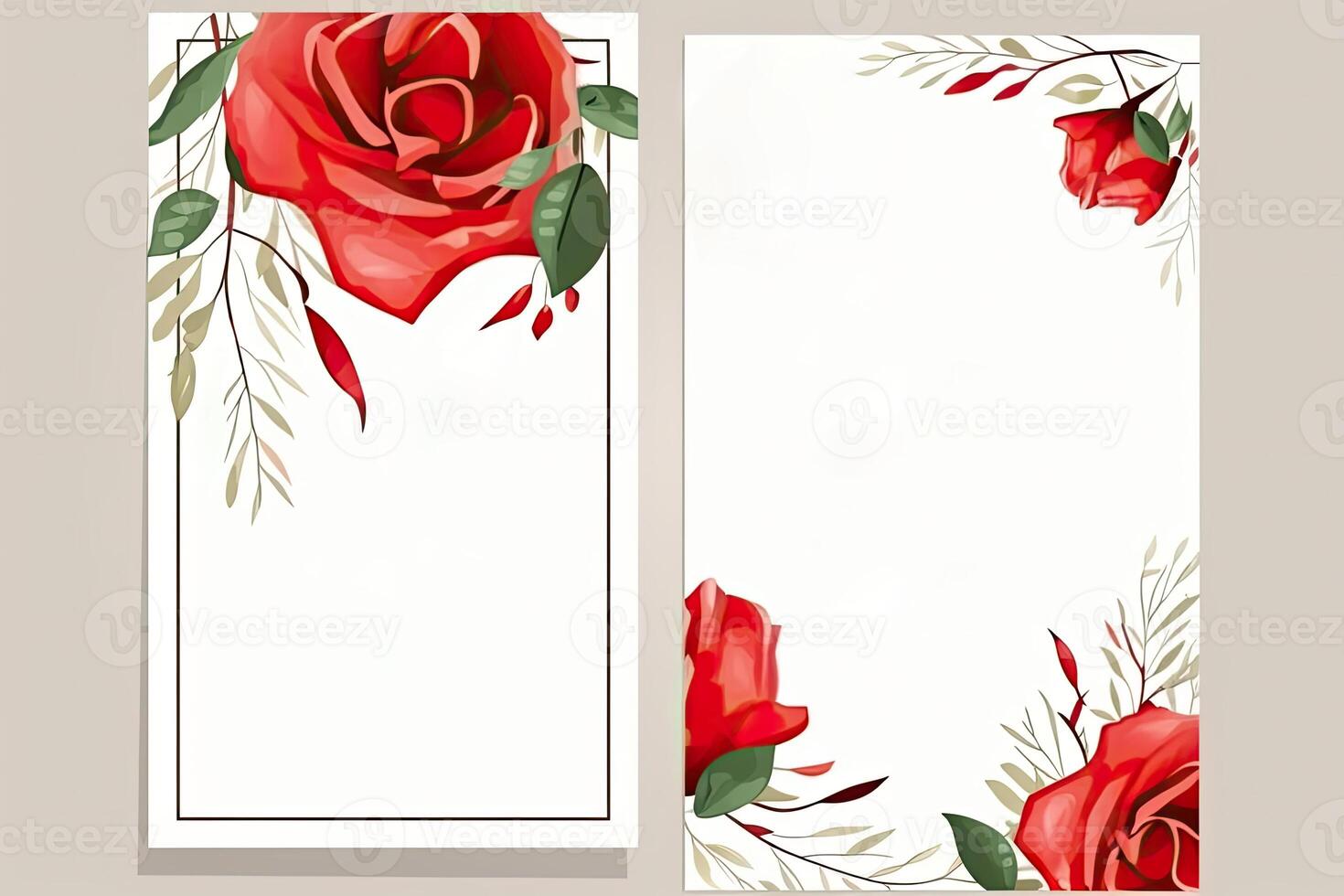 acuarela flores dibujo, decorado papel fondo, vertical pancartas colección para invitación, primavera y Boda tarjeta, Copiar espacio a centro. generativo ai foto