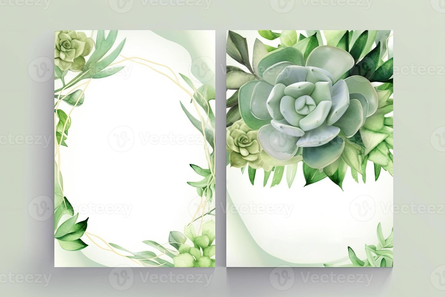 Watercolour flowers drawing, decorated paper background, vertical banners collection for invitation, spring and wedding card, copy space at center. photo