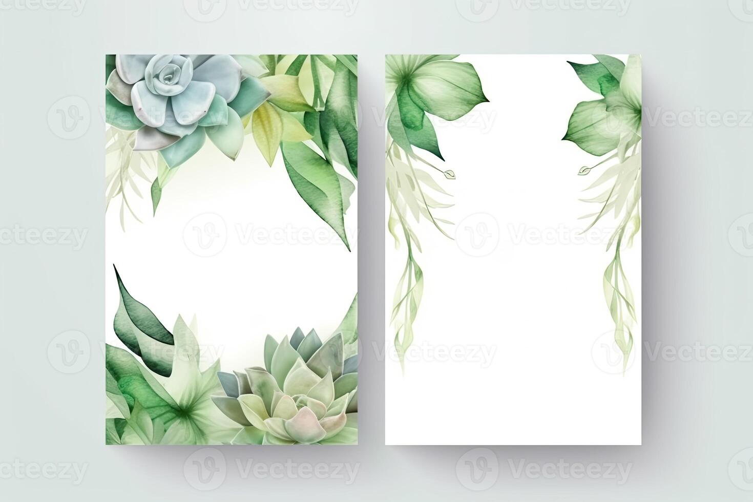 Watercolour flowers drawing, decorated paper background, vertical banners collection for invitation, spring and wedding card, copy space at center. photo