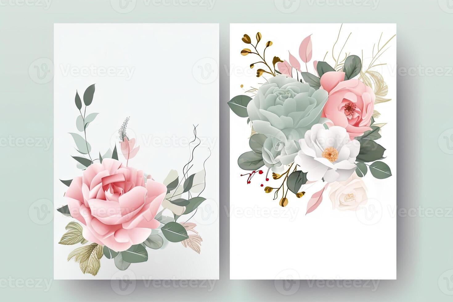 acuarela Rosa flor y hojas decorativo vertical antecedentes o tarjeta Bosquejo. generativo ai ilustración. foto
