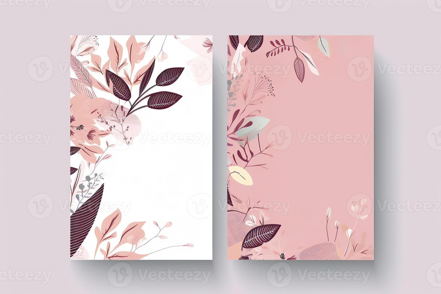 Botanic Composition Vertical Background or Card Design With Flowers And Leaves. Illustration. photo