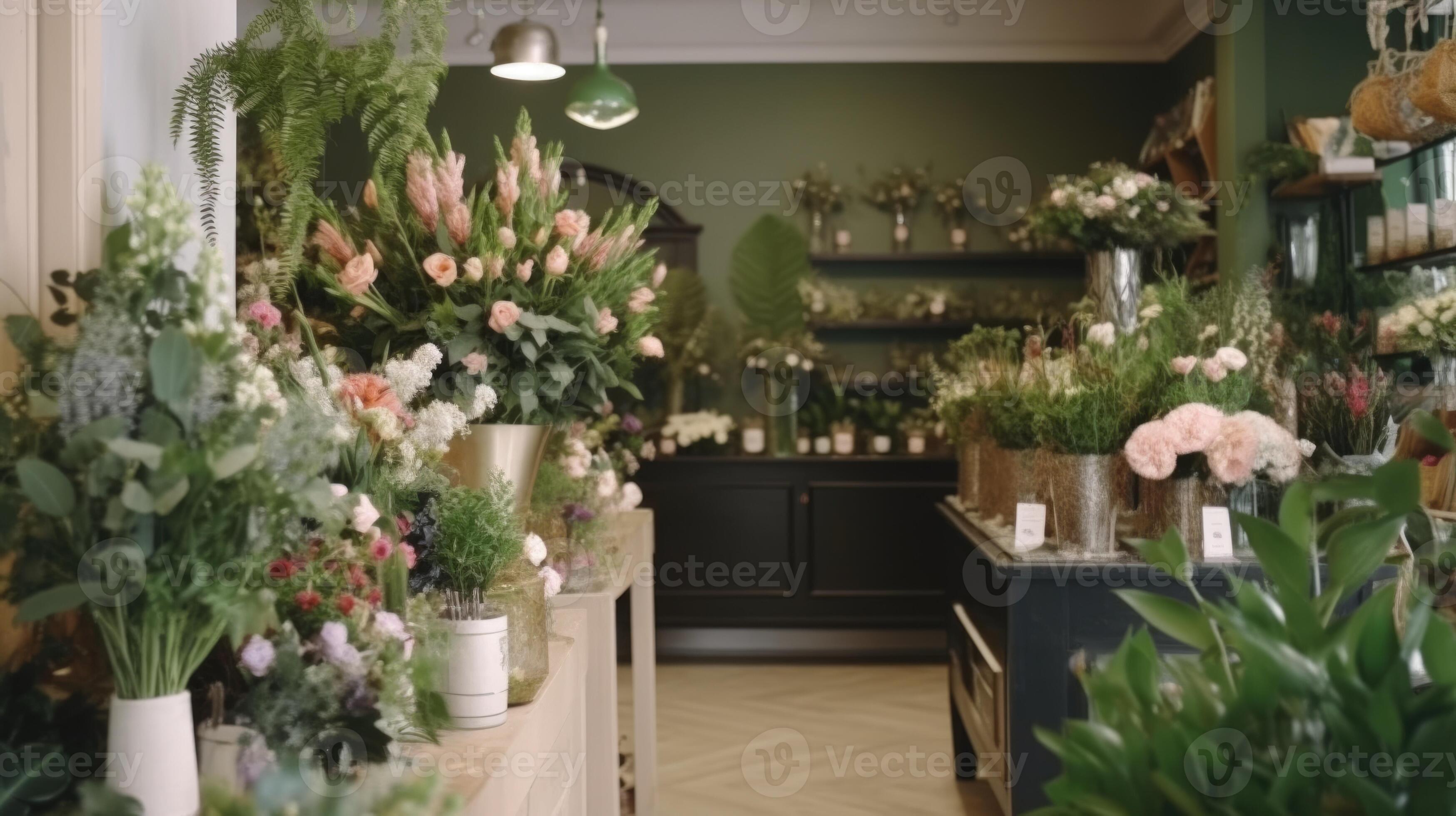 Small Business Flower Shop Interior, Floral Design Studio, Generative