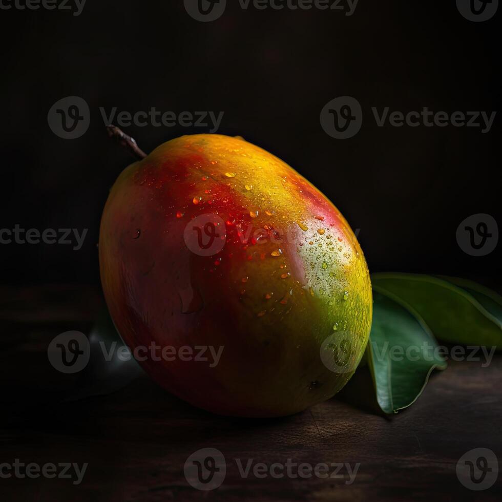Striking Photography of Delicious Ripe Alphonso Mango with Leaves on