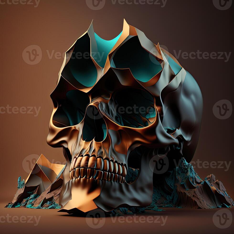 Psychedelic skull, Surreal Concept. . photo