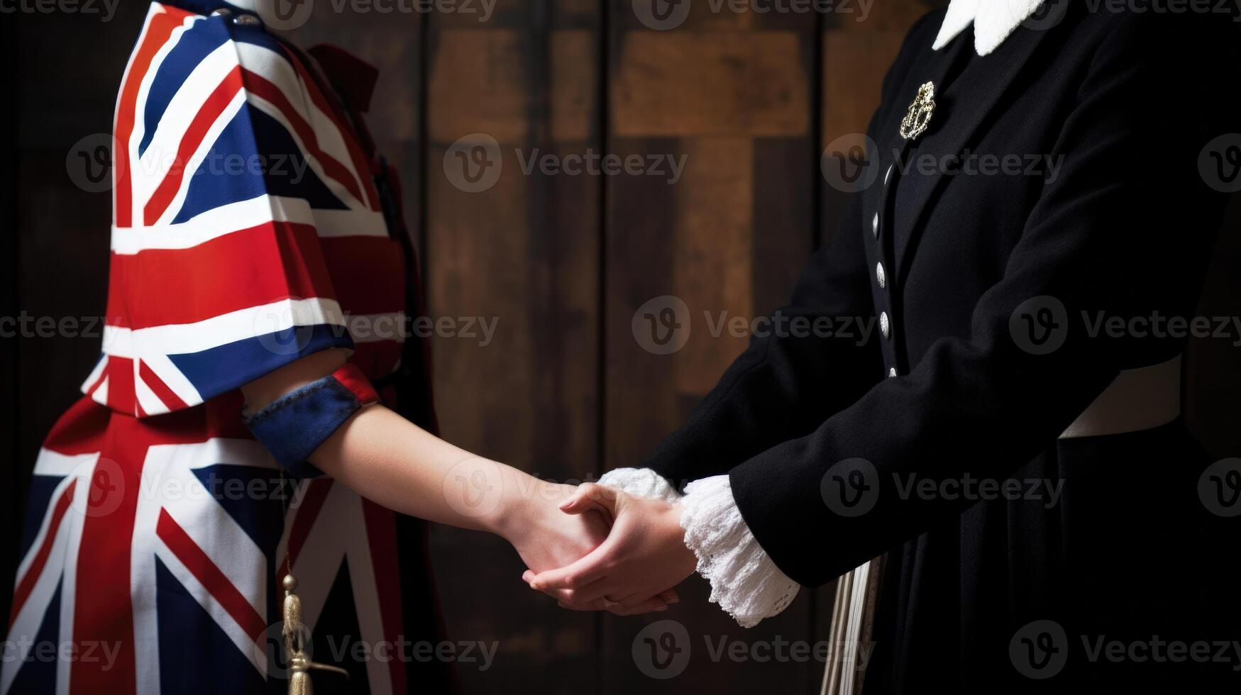 Friendly or casual handshake between British Women in their traditional attires. . photo