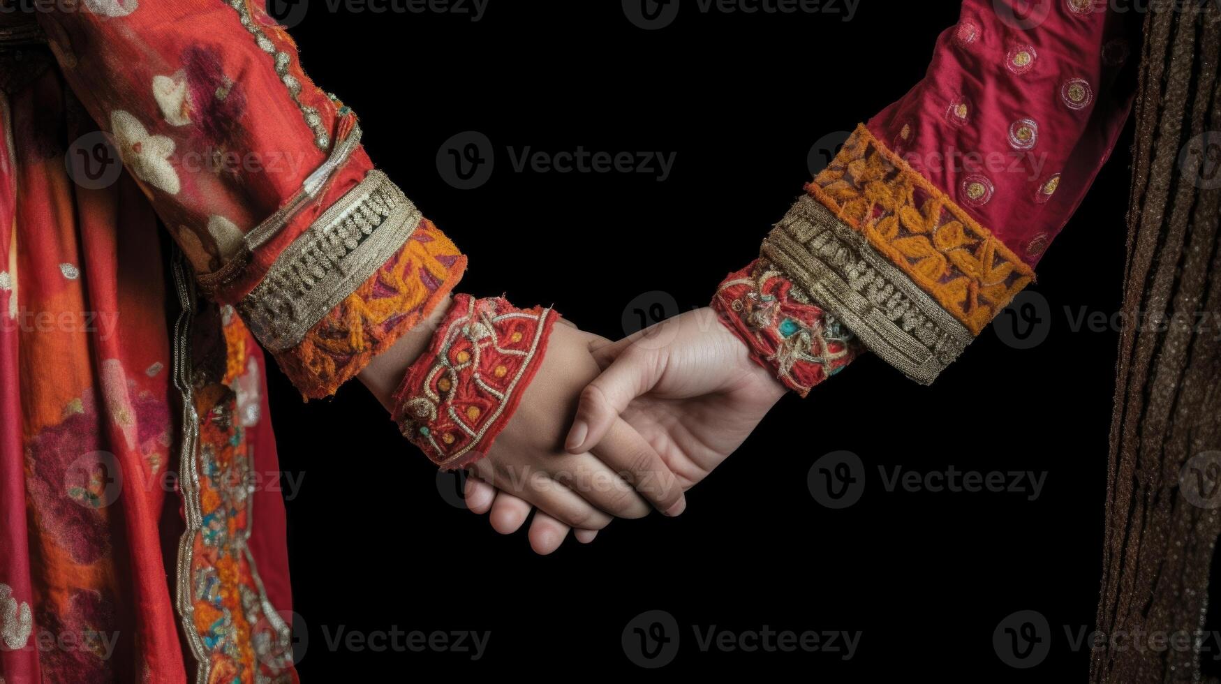 Friendly or casual handshake between Arabian Cultural Women in their traditional attires. . photo