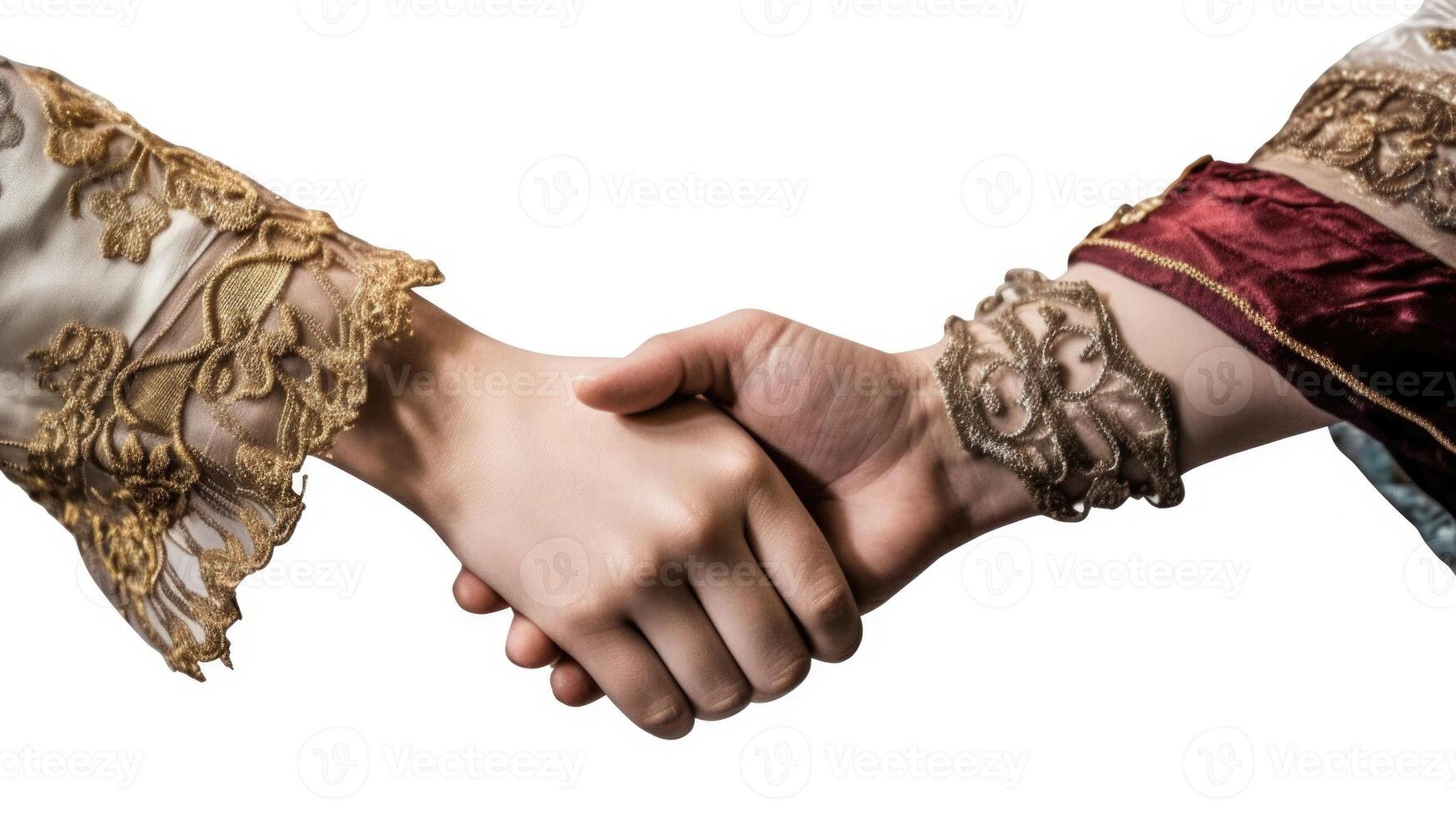 Friendly or casual handshake between Arabian Cultural Women in their traditional attires. . photo