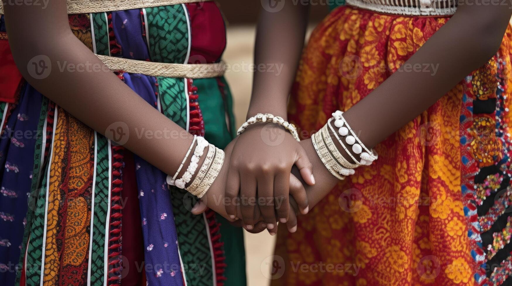 Friendly or casual handshake between Srilankan Women in their traditional attires. . photo
