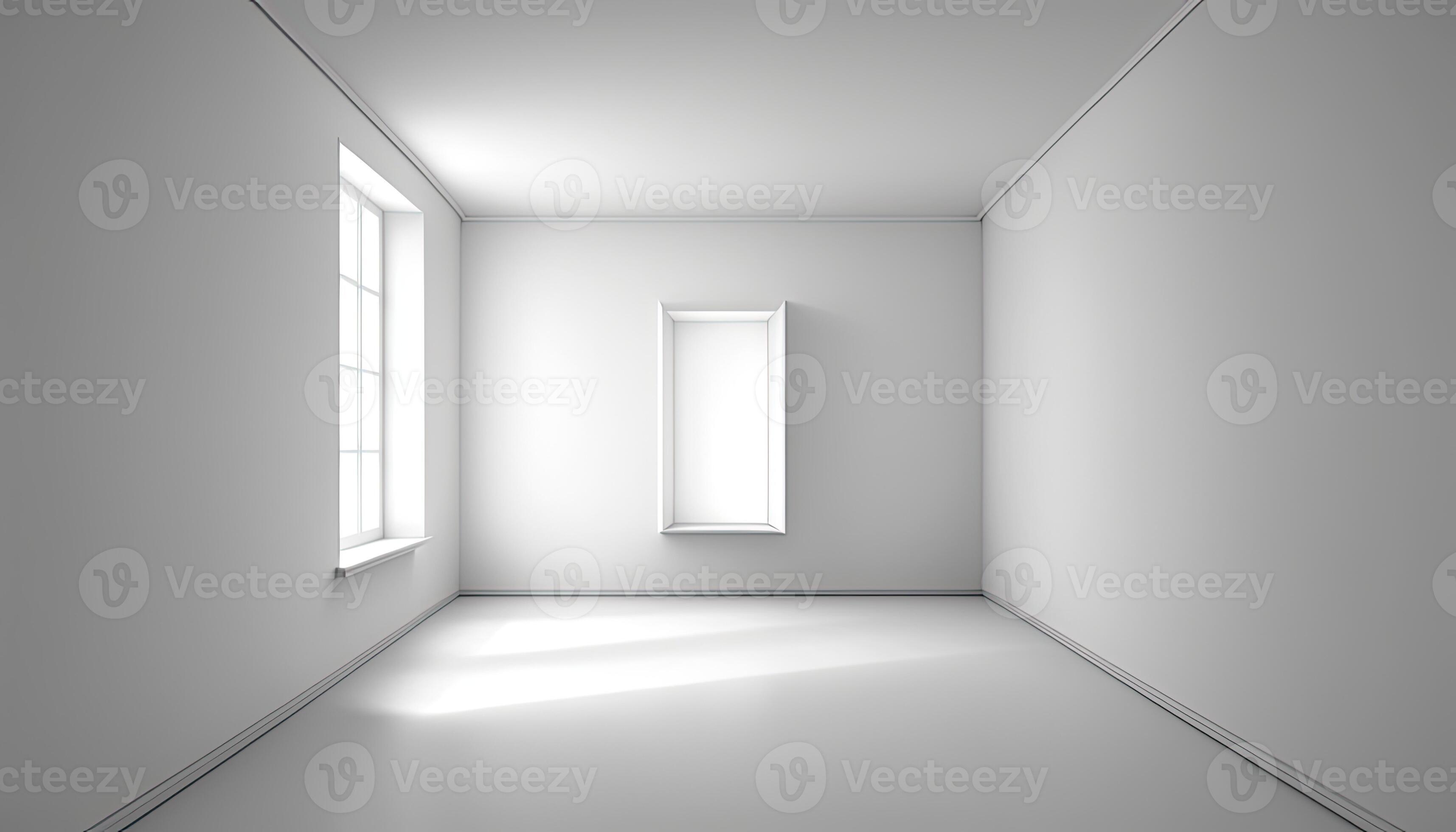 Empty room with window walls floor and ceiling 3d blank interior of Empty room with window walls floor and ceiling 3d blank interior of