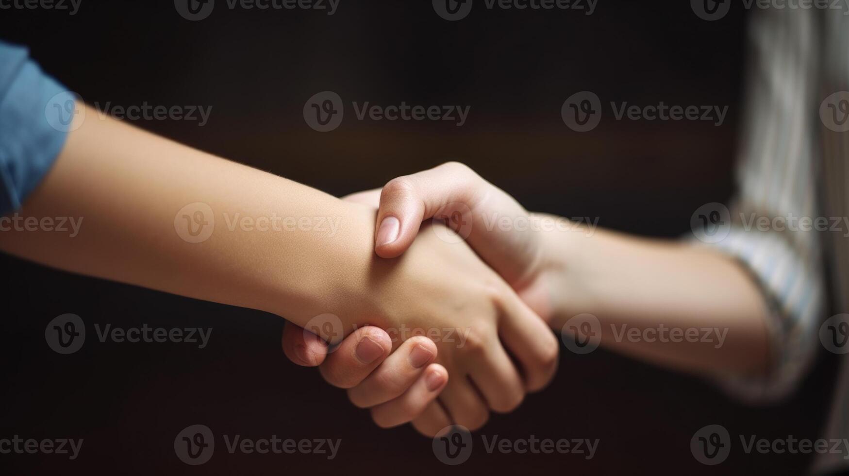 Friendly or casual handshake between two women. Close up. . photo