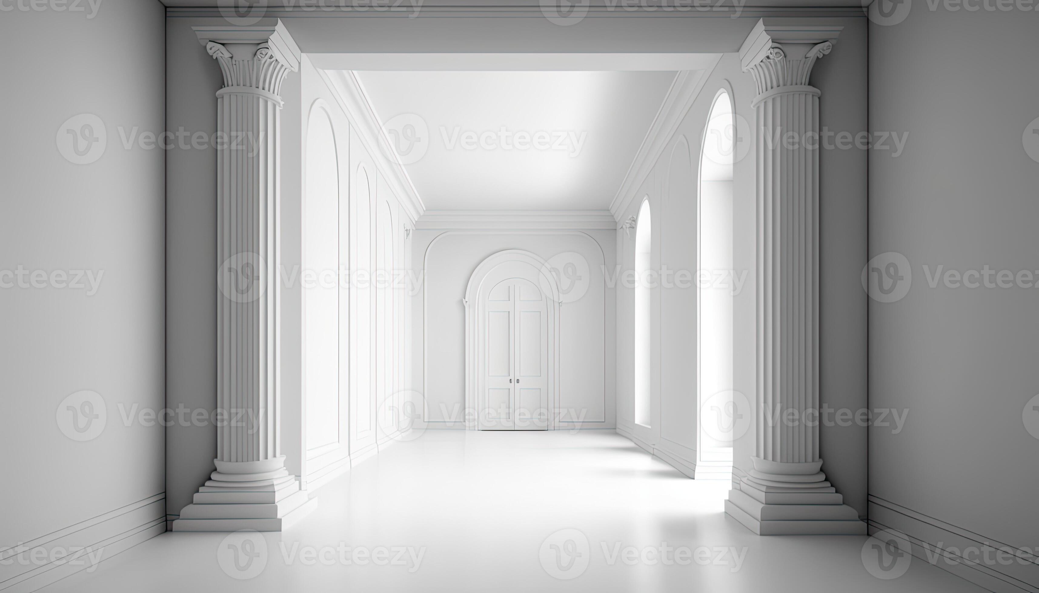 Empty room with window, walls, floor and ceiling. 3d blank interior of ...