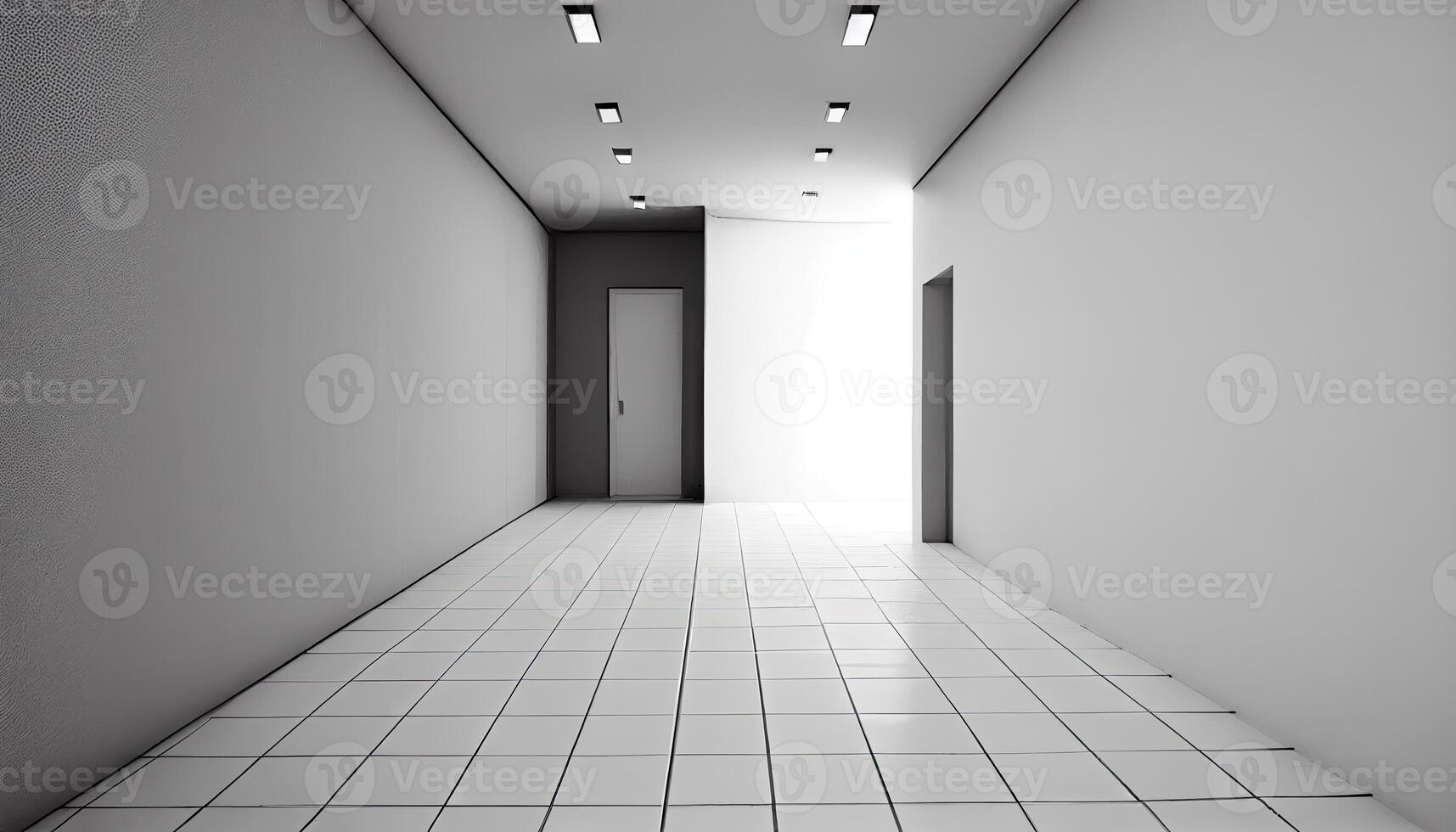 Empty room with window, walls, floor and ceiling. 3d blank interior of living room, office, gallery, studio or hallway, realistic illustration in perspective view. . photo