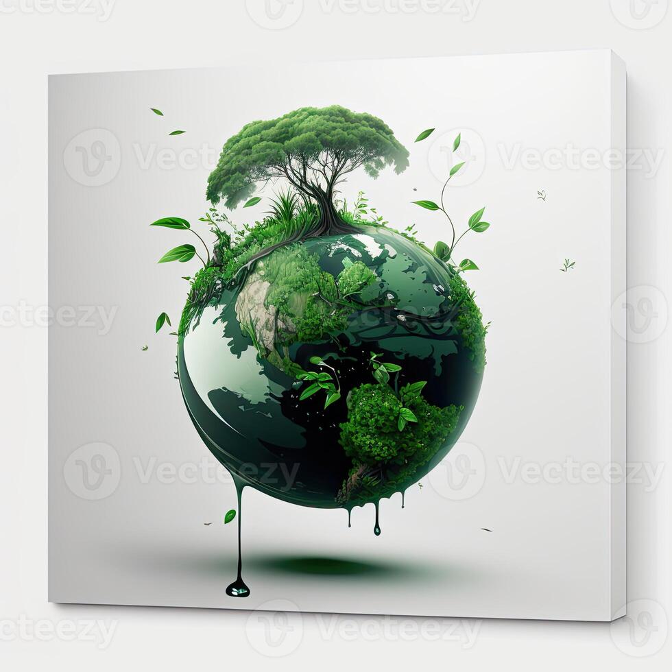 verde planeta. generativo ai. digital ilustración. foto