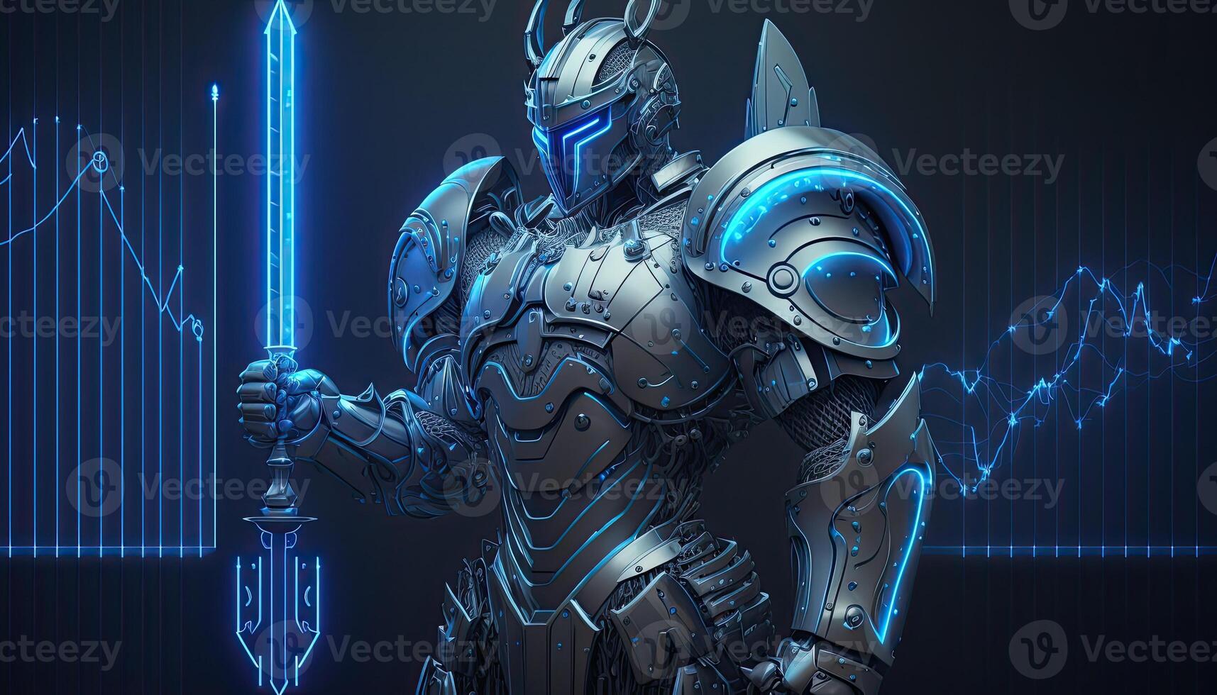 Robot , neon high-tech concept, sports game of cyberpunk science fiction, a scene stand pedestal stage, illustration, and futuristic neon glow. photo