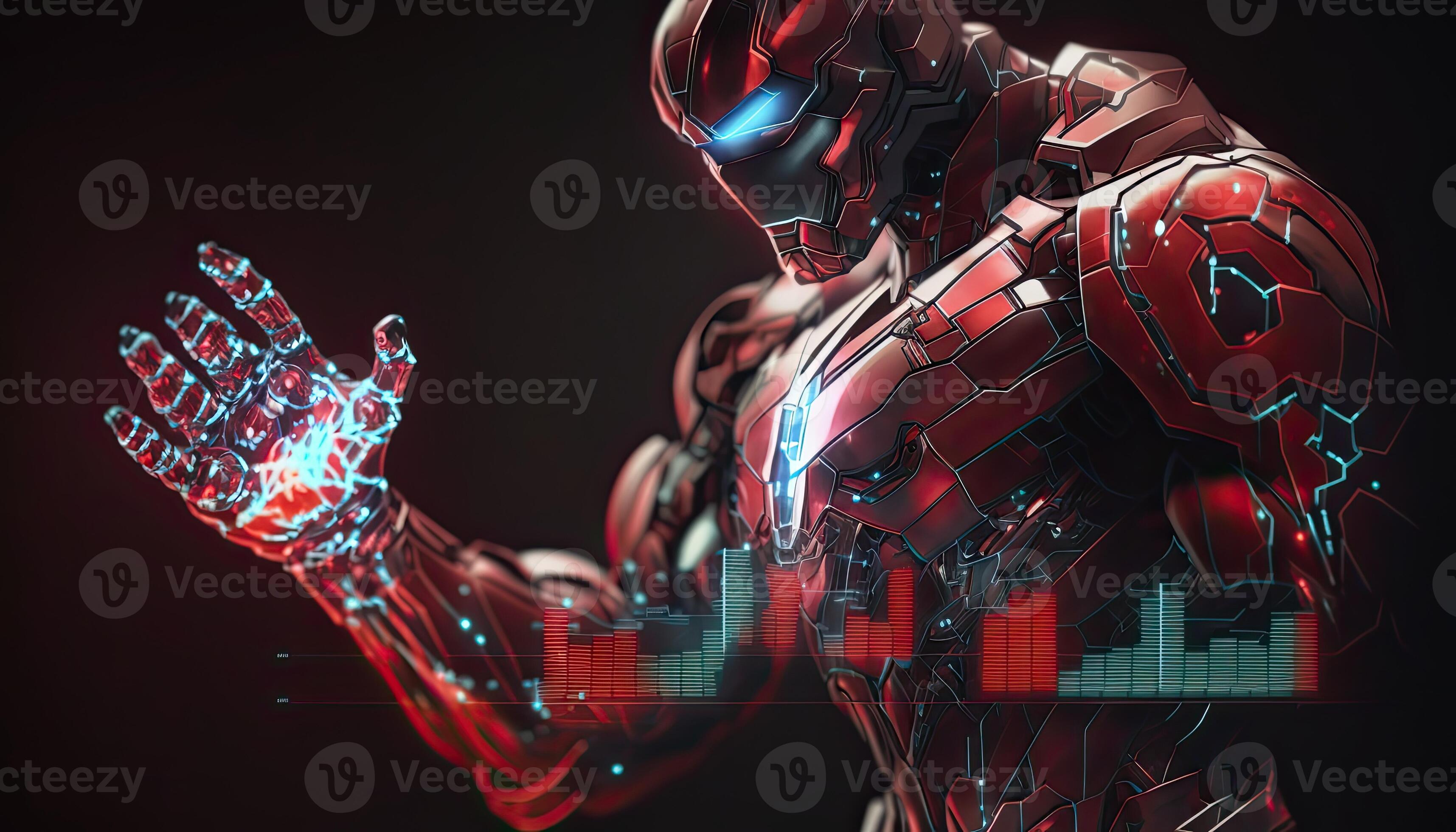 Robot operating virtual interface and manipulating elements with