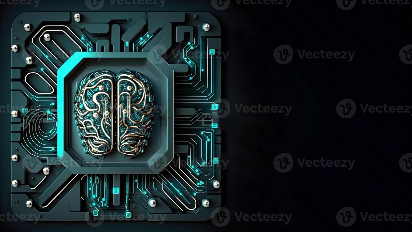 Quantum Computing with Human Brain Circuits. Technology and Space for Your Message. photo