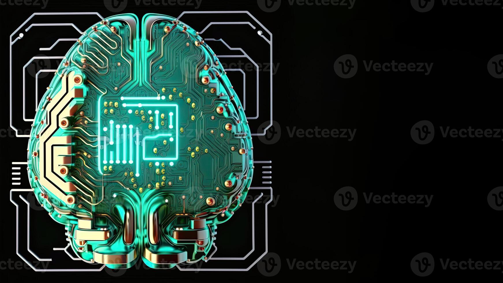 Quantum Computing with Human Brain Circuits. Technology and Space for Your Message. photo