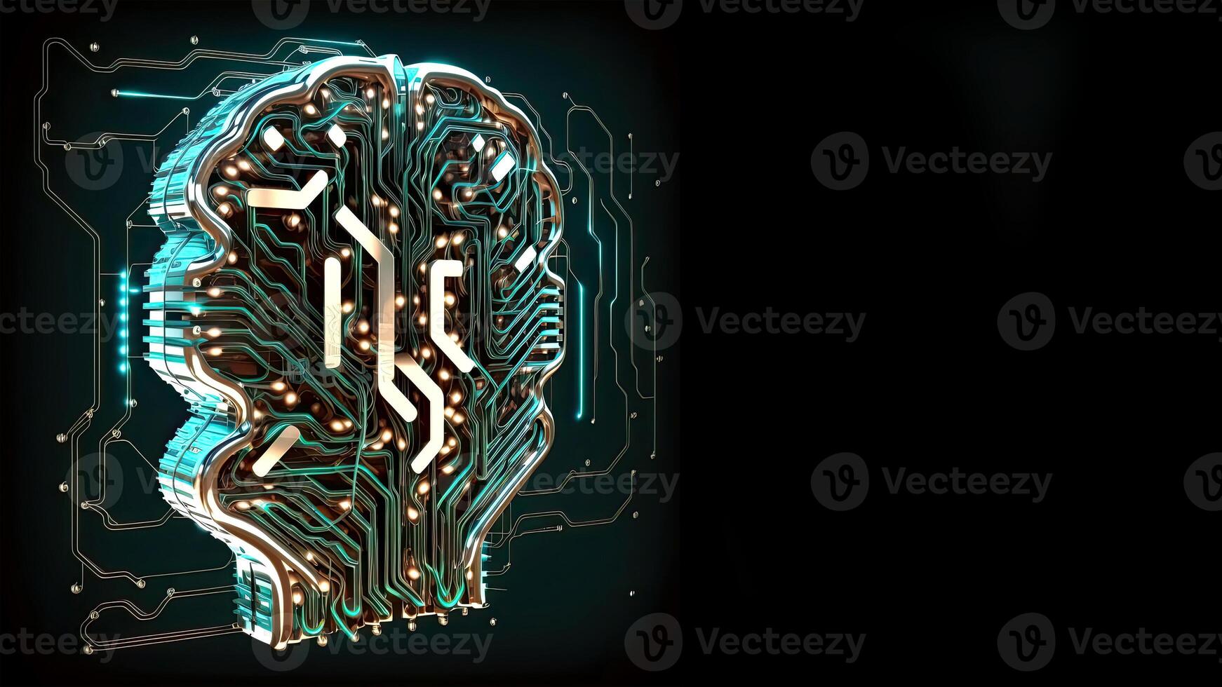 Quantum Computing with Human Brain Circuits. Technology and Space for Your Message. photo