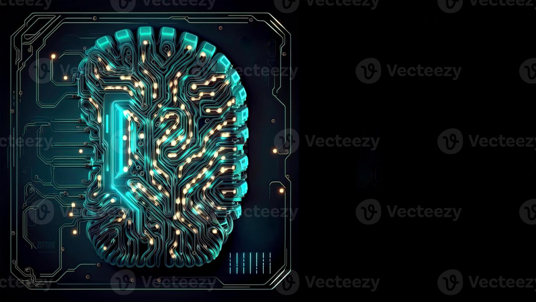 Quantum Computing with Human Brain Circuits. Technology and Space for Your Message. photo