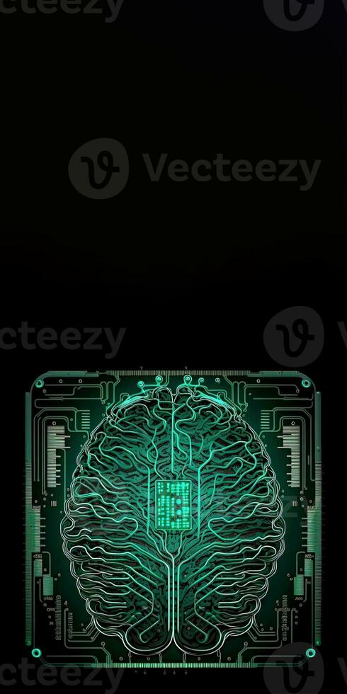 cuántico informática con humano cerebro circuitos generativo ai tecnología y espacio para tu mensaje. foto