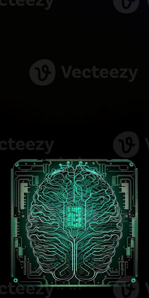 cuántico informática con humano cerebro circuitos generativo ai tecnología y espacio para tu mensaje. foto