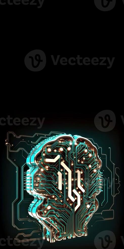 Quantum Computing with Human Brain Circuits. Technology and Space for Your Message. photo