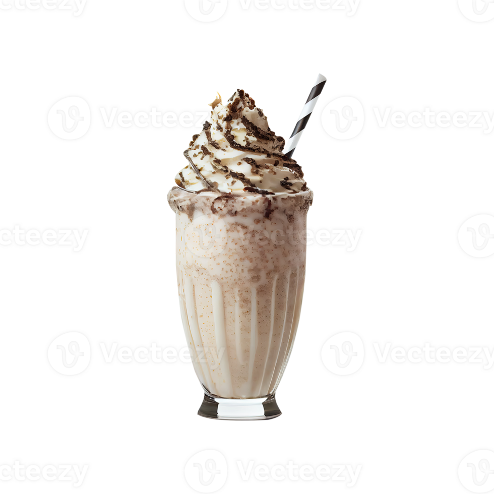 3D Render of Milkshake Glass With Whipped Cream Element. png