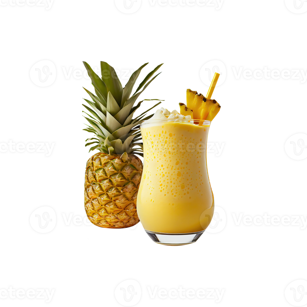 3D Render of Pineapple Smoothie or Milkshake Glass Element. png