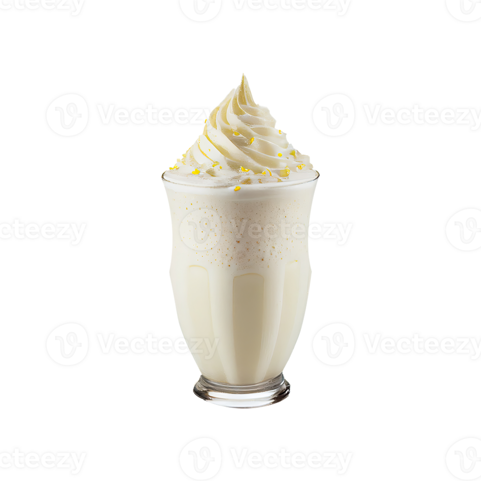 Realistic Milkshake Glass With Whipped Cream Element. 3D Render. png