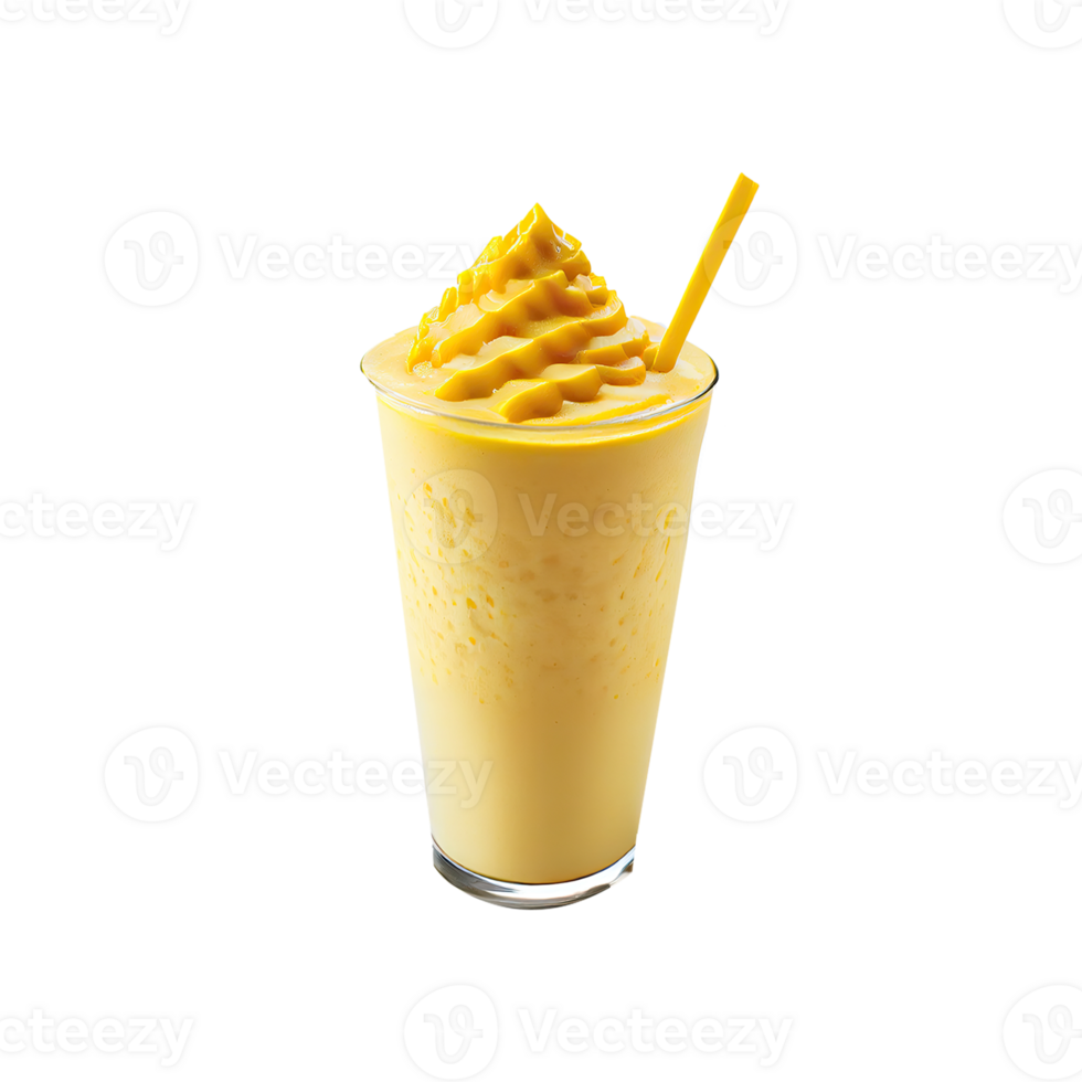 3D Render of Pineapple or Mango Milkshake Glass With Straw Element. png