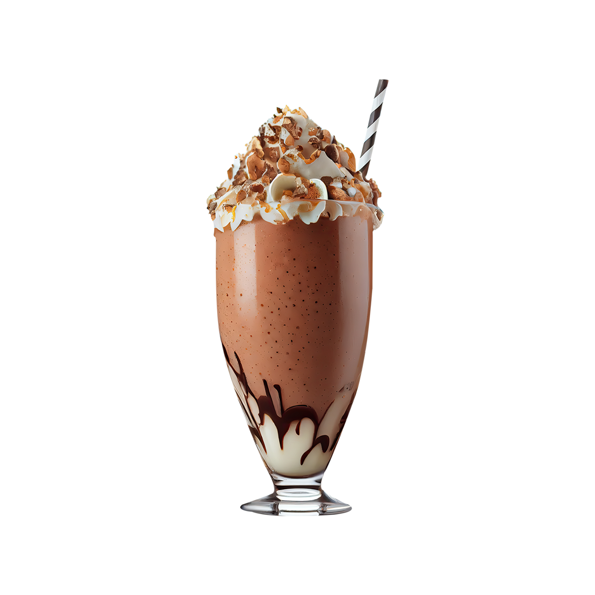 3D Render, Glass of Coffee Milkshake With Stripe Straw Element ...