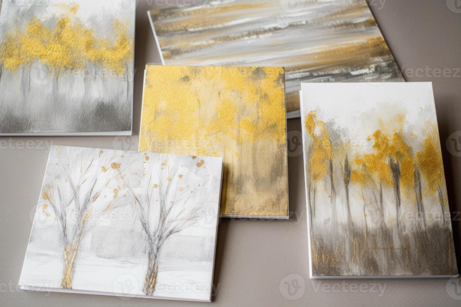 Abstract Composition, with Watercolor Splatter Tree Painting Or Card Mockup. . photo