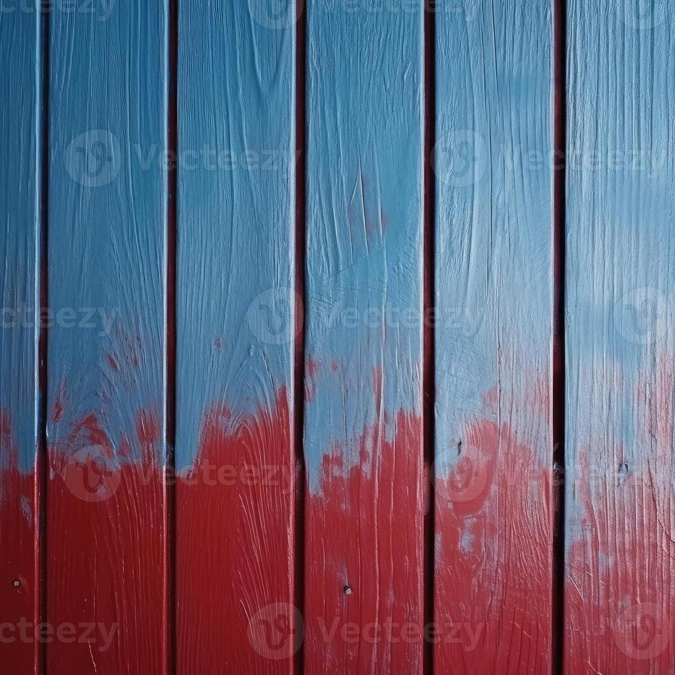 Top View of Red and Blue Painted Plank or Wood Texture Background. . photo