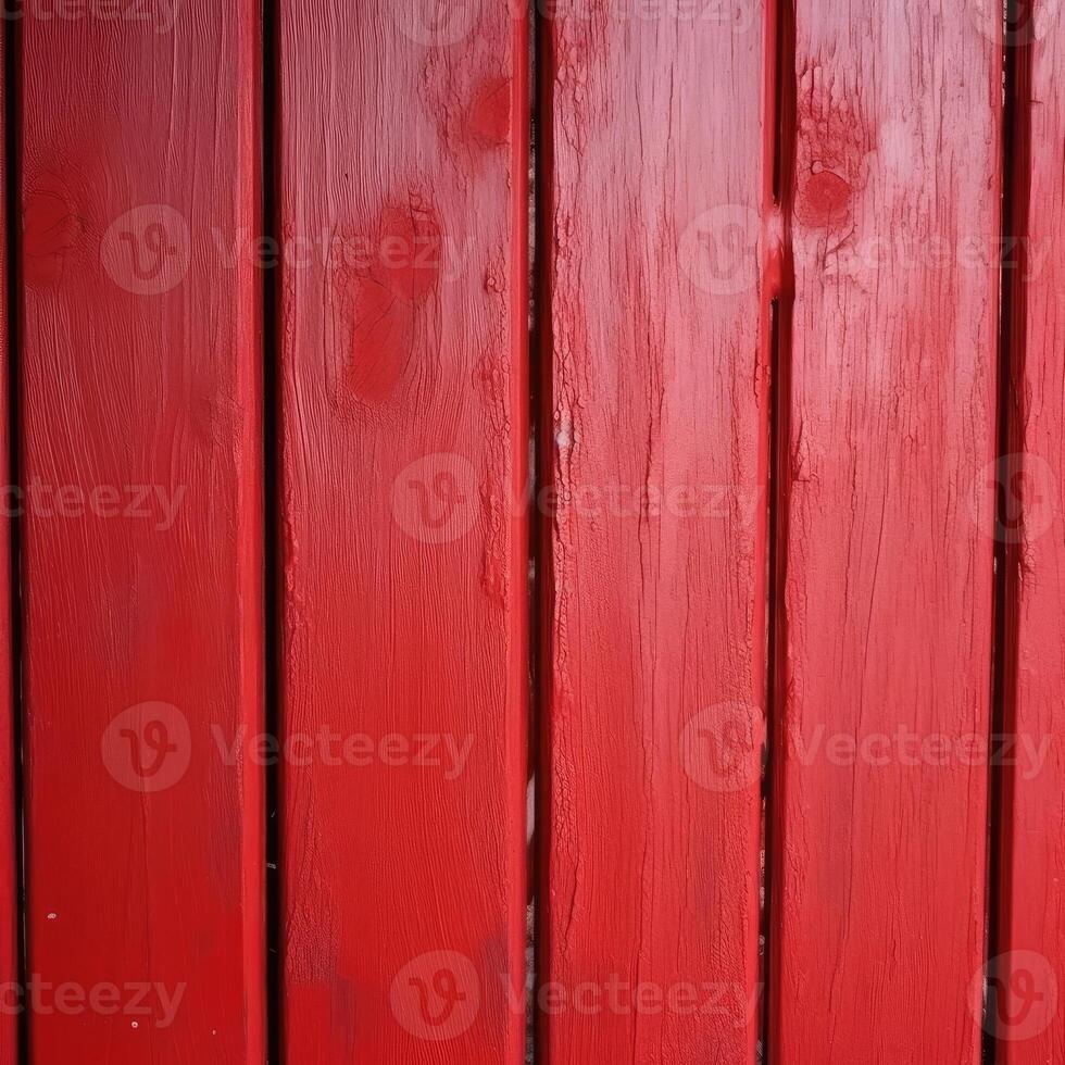 Texture of Red Brush Painted Plank or Wood Background, Top View. photo