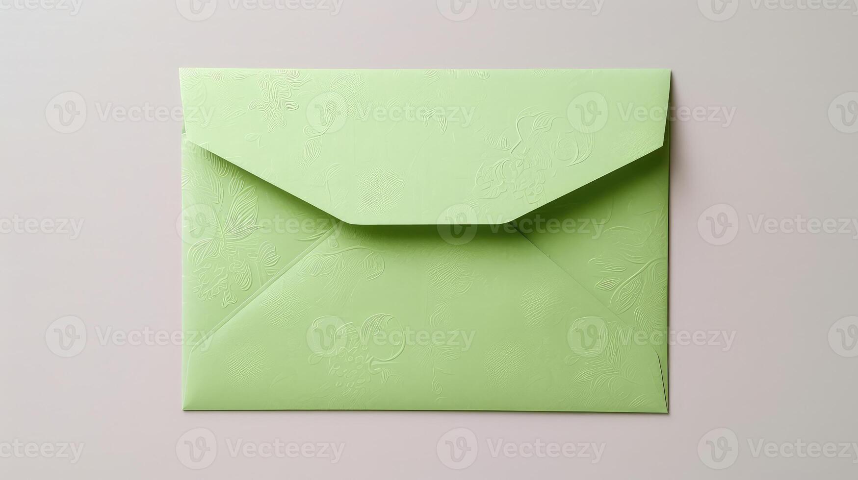 Photo of Mint Green DIY Embossed Envelope Mockup Isolated. .