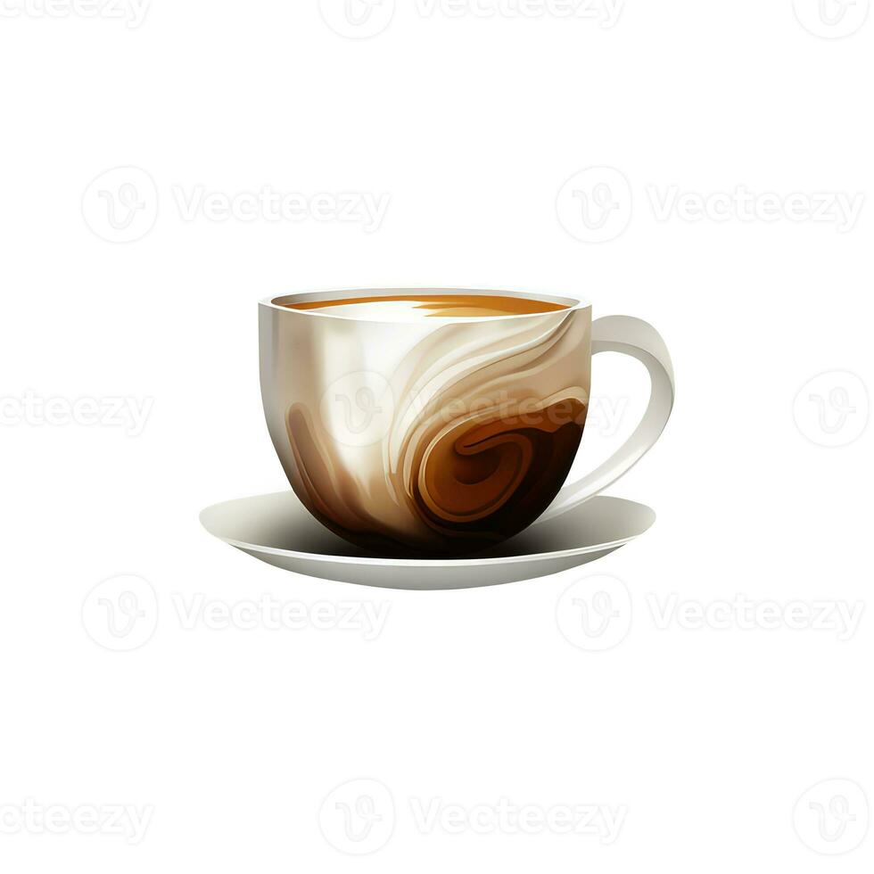 Isolated Brown Coffee or Tea Cup with Saucer 3D Icon. photo