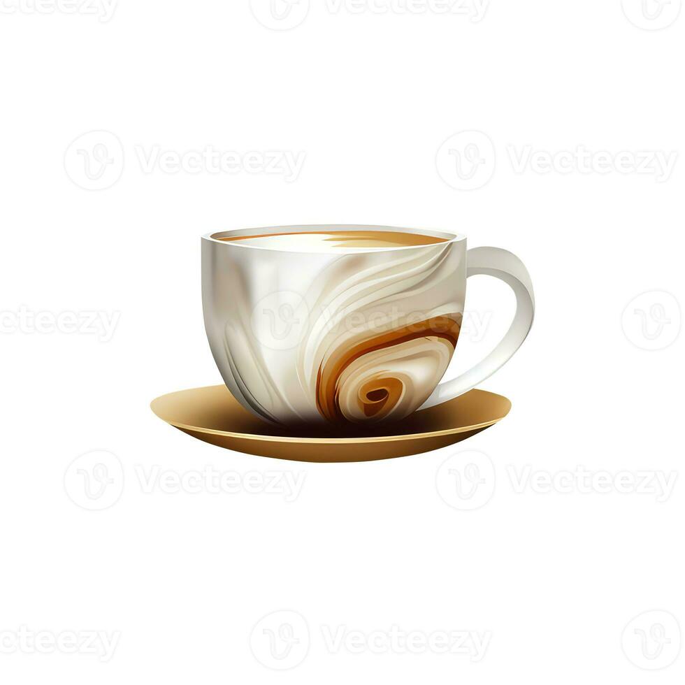 Isolated Brown Coffee or Tea Cup with Saucer 3D Icon. photo