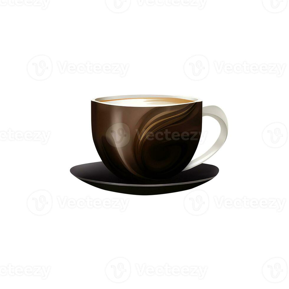 Isolated Brown Coffee or Tea Cup with Saucer 3D Icon. photo