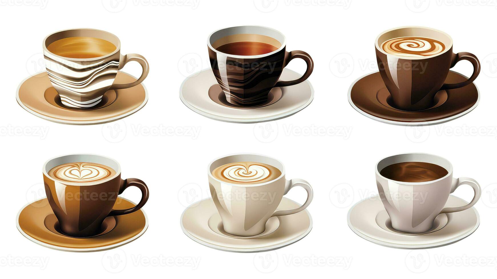 3D Coffee Cup Assortment with Shape sign and Print Collection. photo