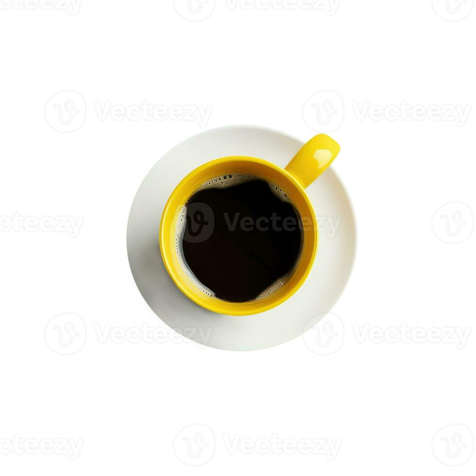 Overhead View of Black Tea or Coffee Cup with White Saucer 3D Icon. photo