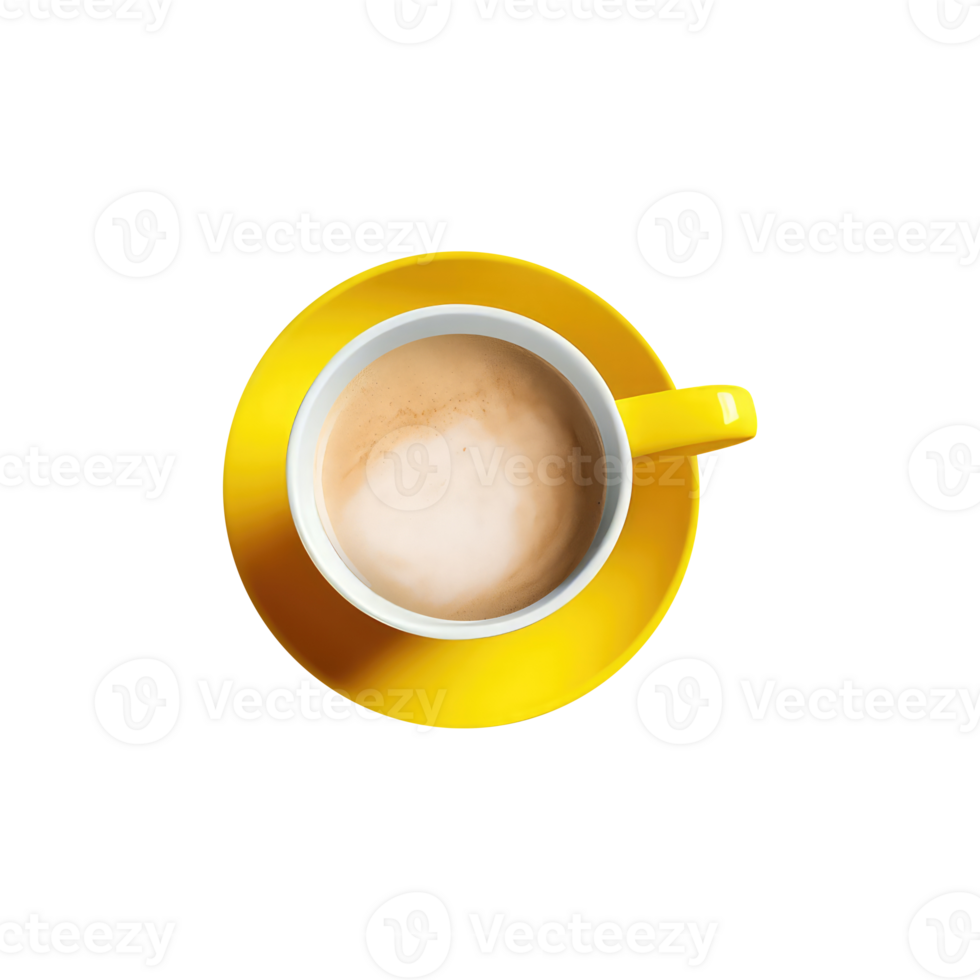 gastos generales ver de Leche té o café taza con amarillo platillo 3d icono en transparente antecedentes. png