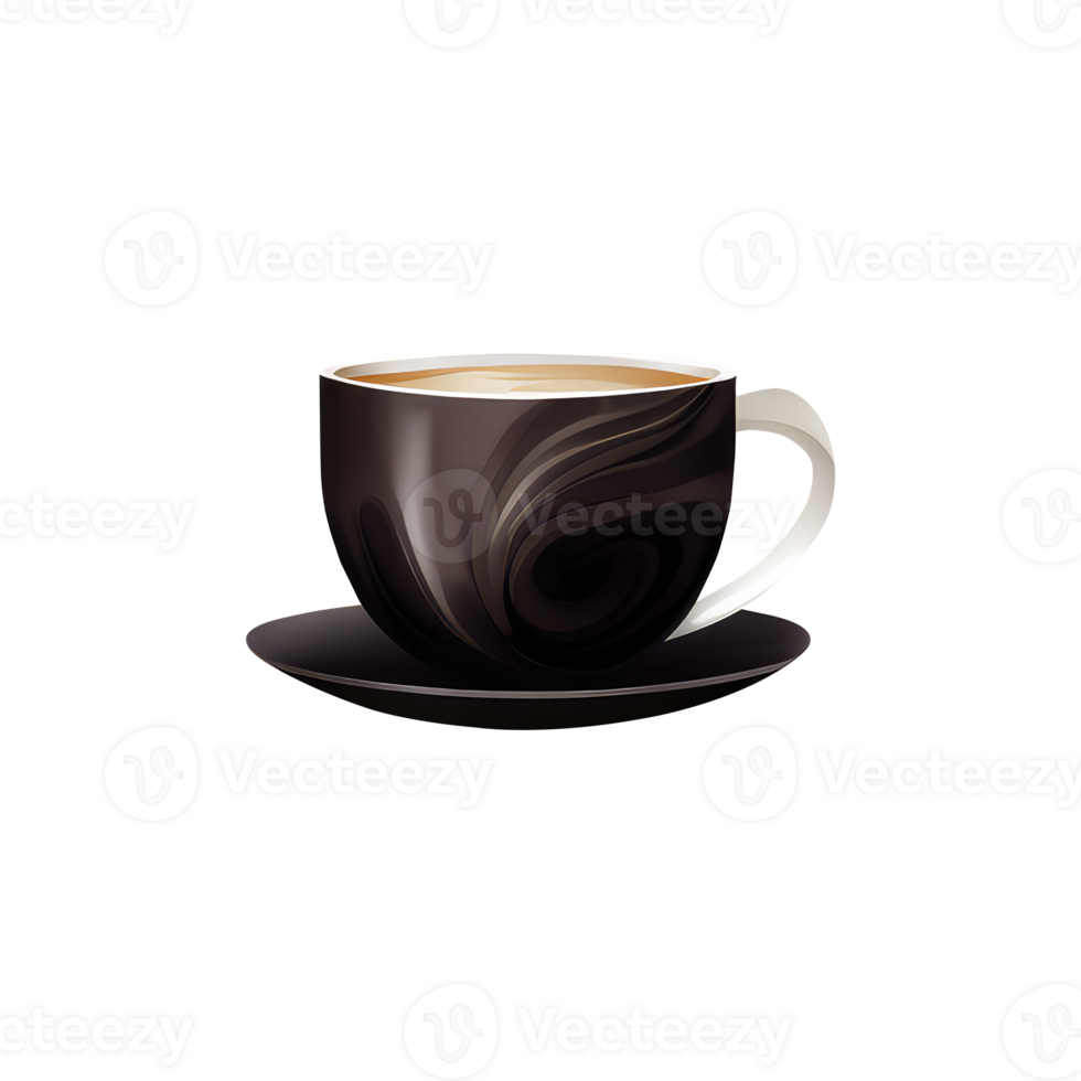 Isolated Brown Coffee or Tea Cup with Saucer 3D Icon on Transparent Backgorund. png