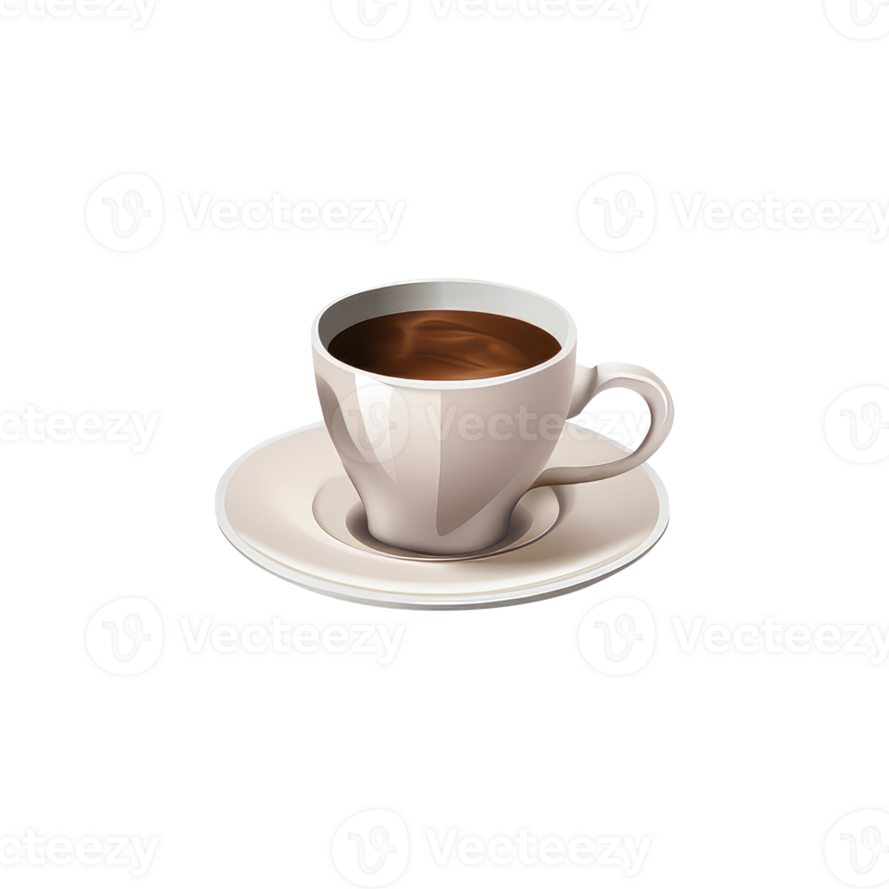 Isolated Brown Coffee or Tea Cup with Saucer 3D Icon on Transparent Backgorund. png
