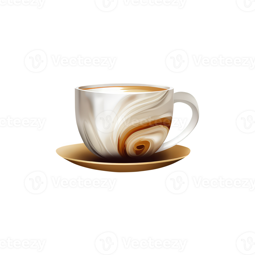 Isolated Brown Coffee or Tea Cup with Saucer 3D Icon on Transparent Background. png