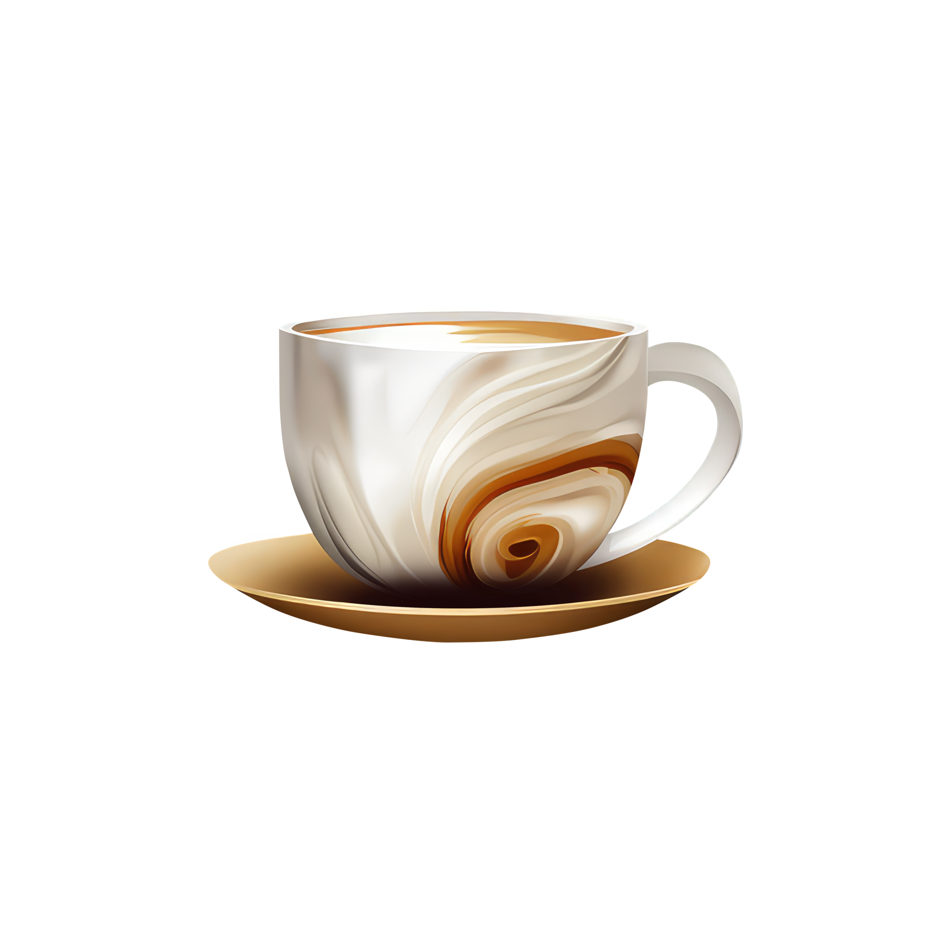 Isolated Brown Coffee or Tea Cup with Saucer 3D Icon on Transparent